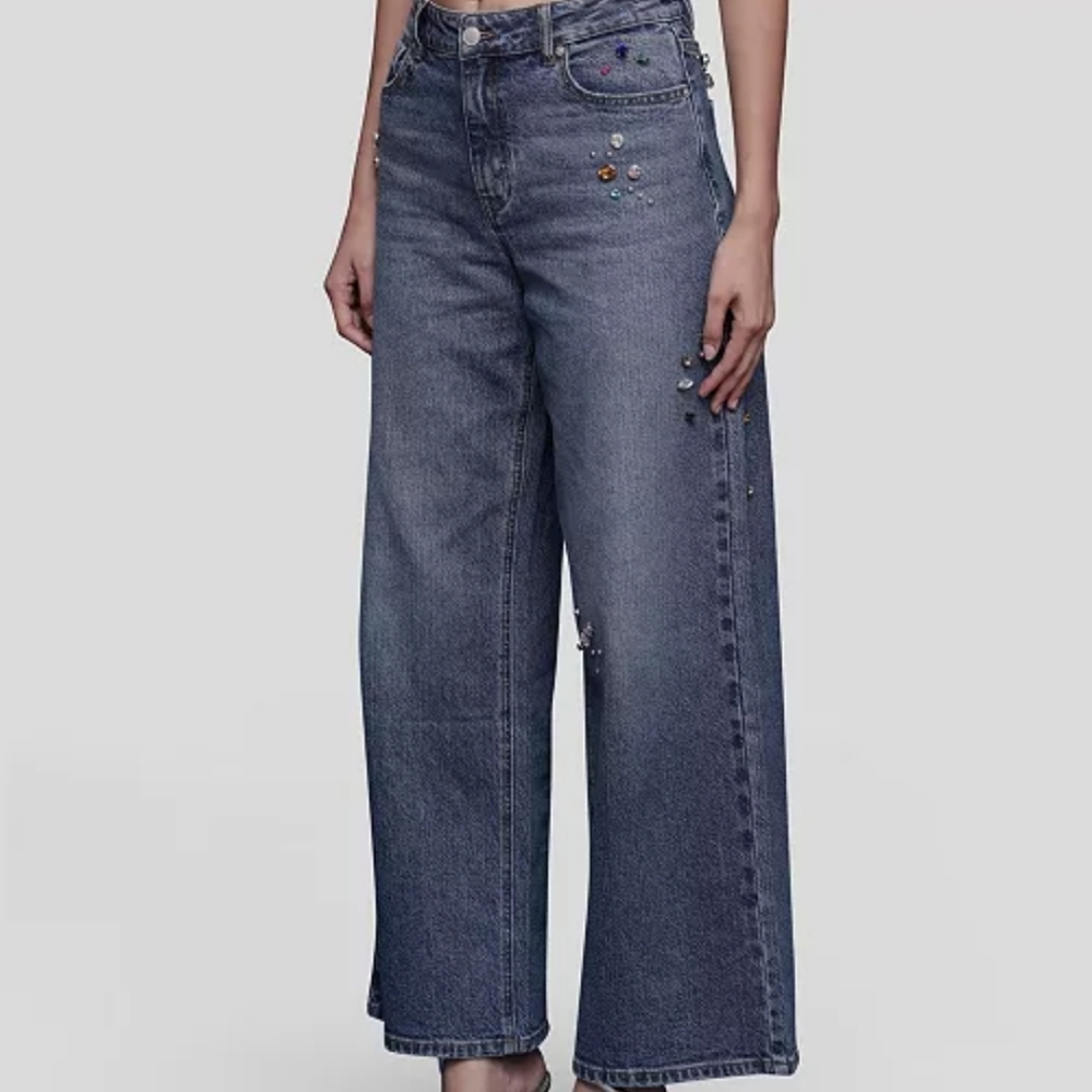Avec Les Filles GEM Embellished Blue Jeans